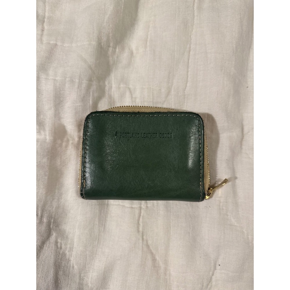 Portland Leather Goods Green Full Grain Leather Accordion Zip Around Wallet